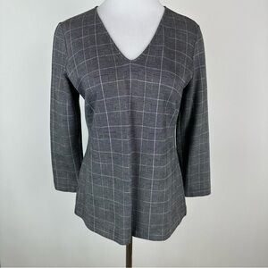 Ann Taylor Plaid V Neck Top Size Small